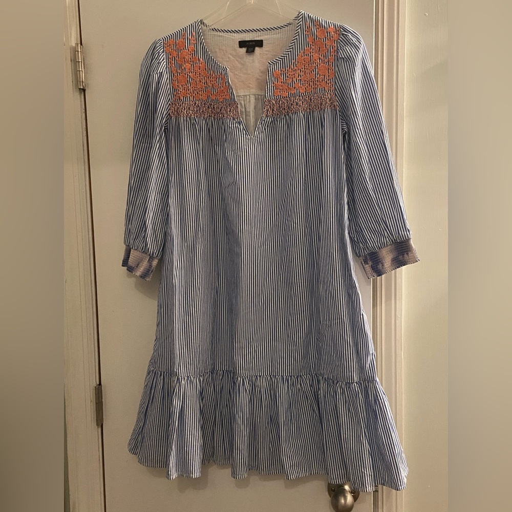 J Crew Striped Blue and Orange Dress